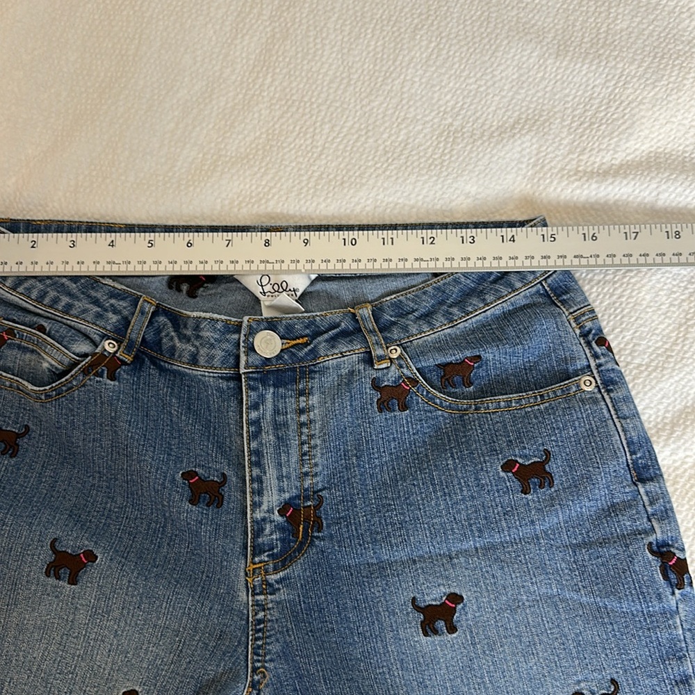 Lilly Pulitzer Blue Straight Leg Jeans with Unique‎ Print - Picture 5 of 7